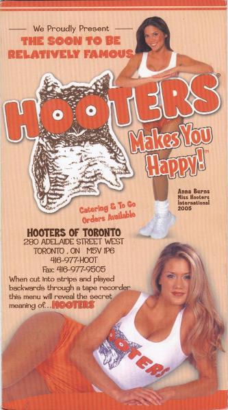 Hooters menu