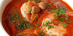 Томатно-имбирный суп с креветками