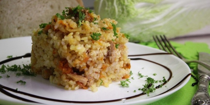 Рис с мясом в духовке