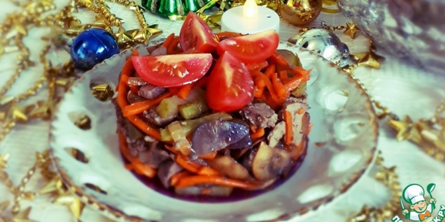 Салат с печенью и грибами